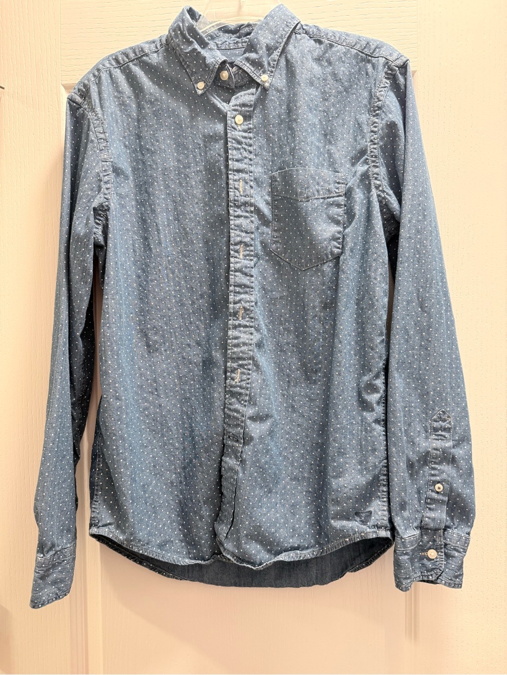 Men's Blue Dot-Print Button-Down Shirt